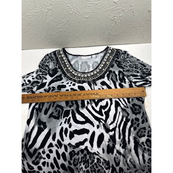 Susan‎ Graver Women’s Top Animal Print Zebra Pullover Embellished Size Large - Picture 5 of 5